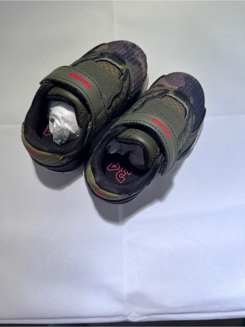 Shaq Kids Olive Green Camo Velcro Sneakers